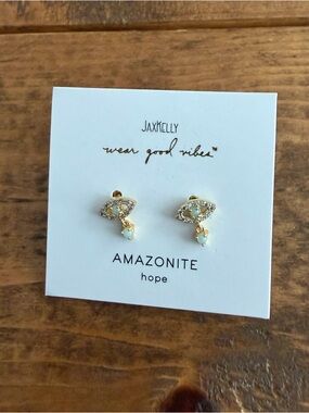 JaxKelly Amazonite Evil Eye Drop Earrings | Hope | 18K gold plating | MSRP: $40